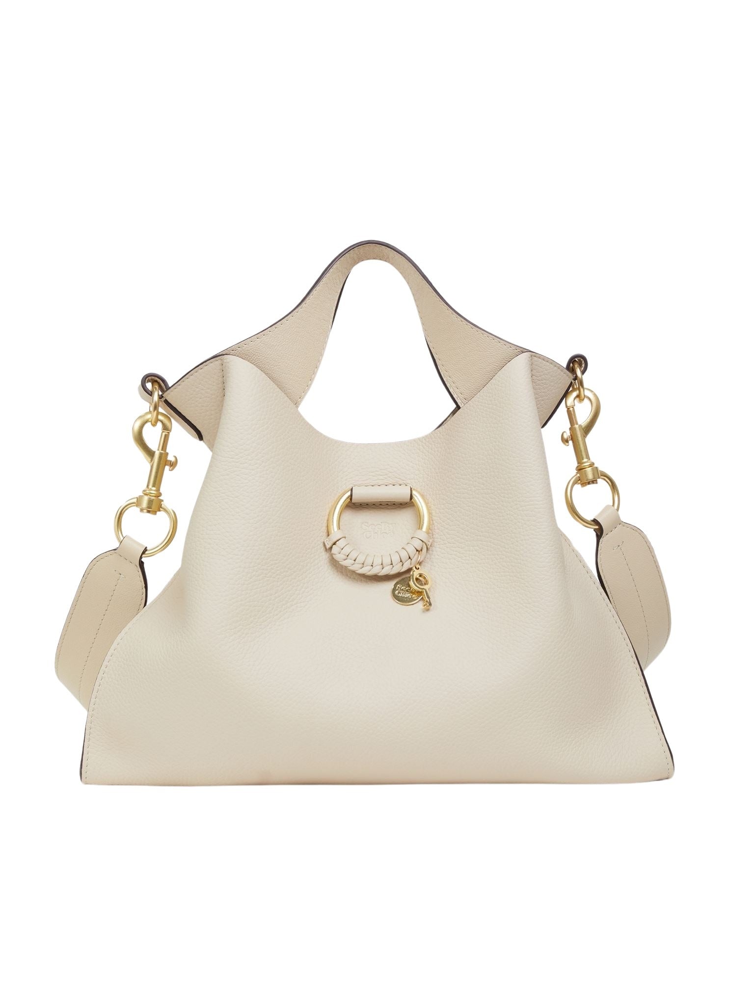 Petit sac Joan à anse en cuir - Beige Ciment