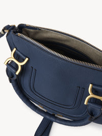 Petit sac double porté Marcie en cuir - Marine