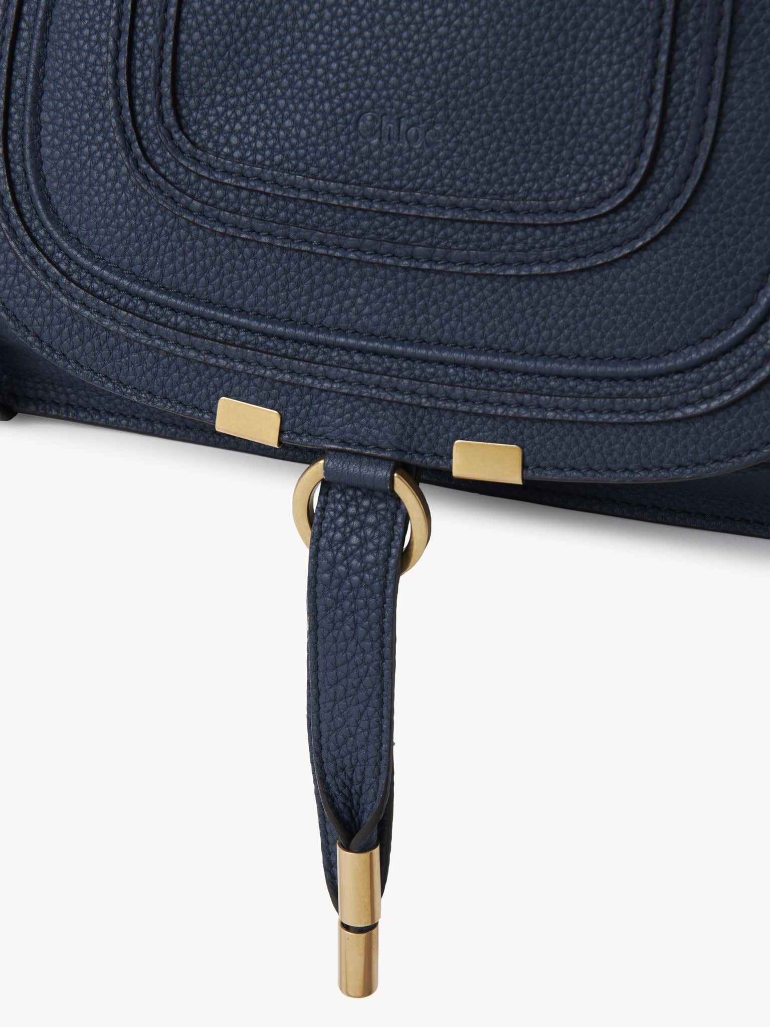 Petit sac double porté Marcie en cuir - Marine