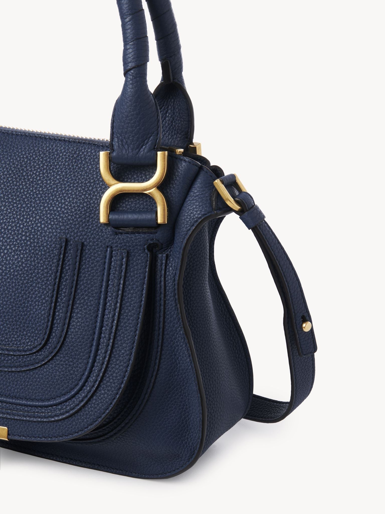 Petit sac double porté Marcie en cuir - Marine