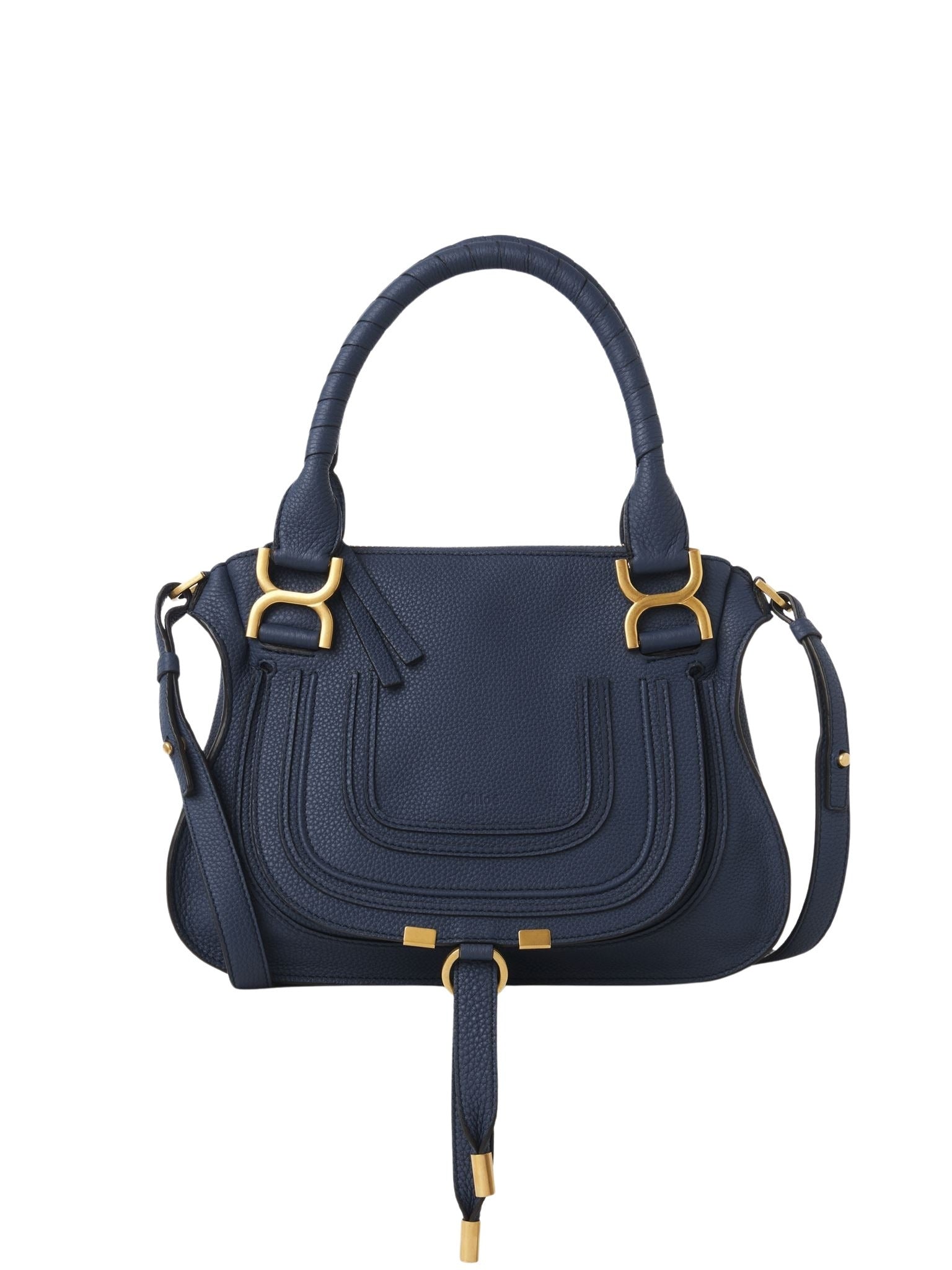Petit sac double porté Marcie en cuir - Marine