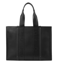 Grand sac cabas Woody en cuir - Noir