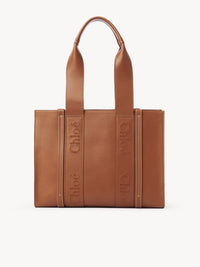 Sac cabas Woody en lin et cuir - Caramel