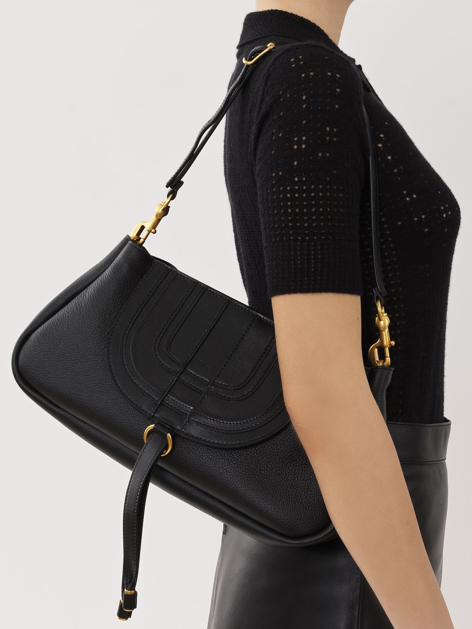 Sac baguette Marcie en cuir - Black