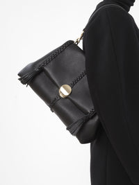 Sac souple porté épaule Penelope en cuir - Black