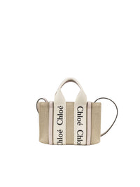 Mini sac cabas Woody à bandoulière en lin - Cement Pink