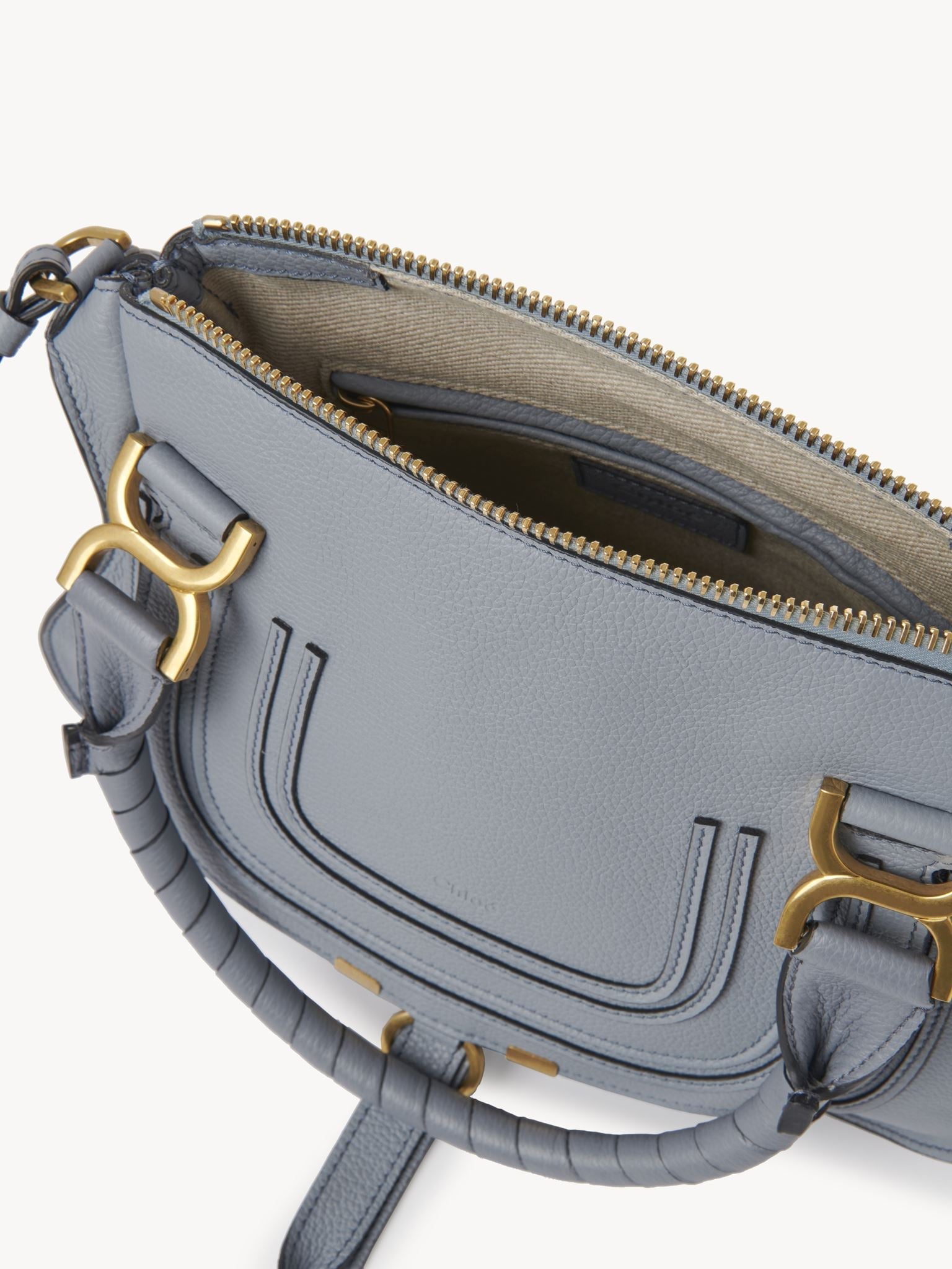 Petit sac double porté Marcie en cuir - Storm Blue