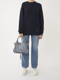 Petit sac double porté Marcie en cuir - Storm Blue