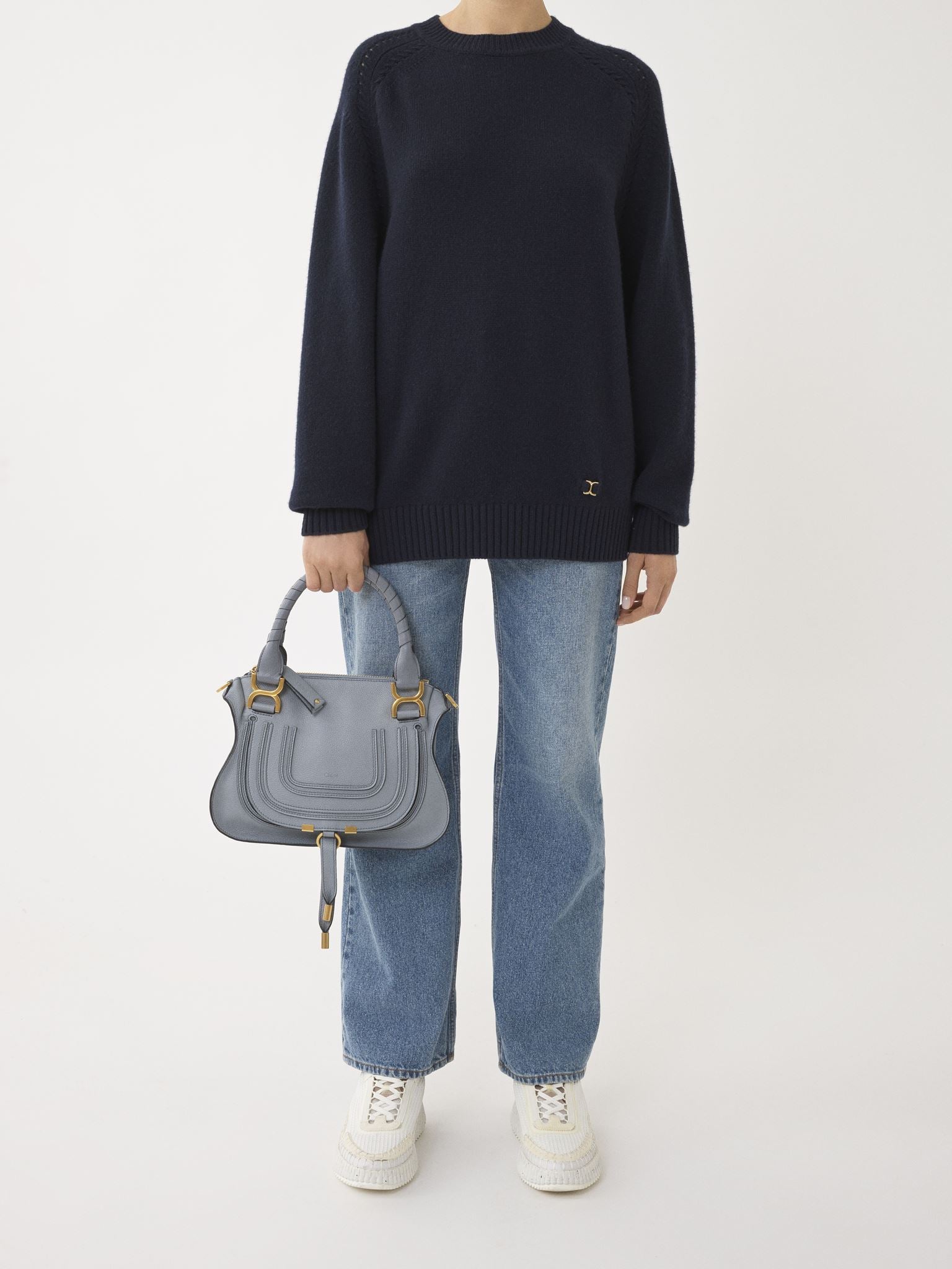 Petit sac double porté Marcie en cuir - Storm Blue