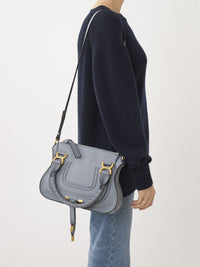 Petit sac double porté Marcie en cuir - Storm Blue