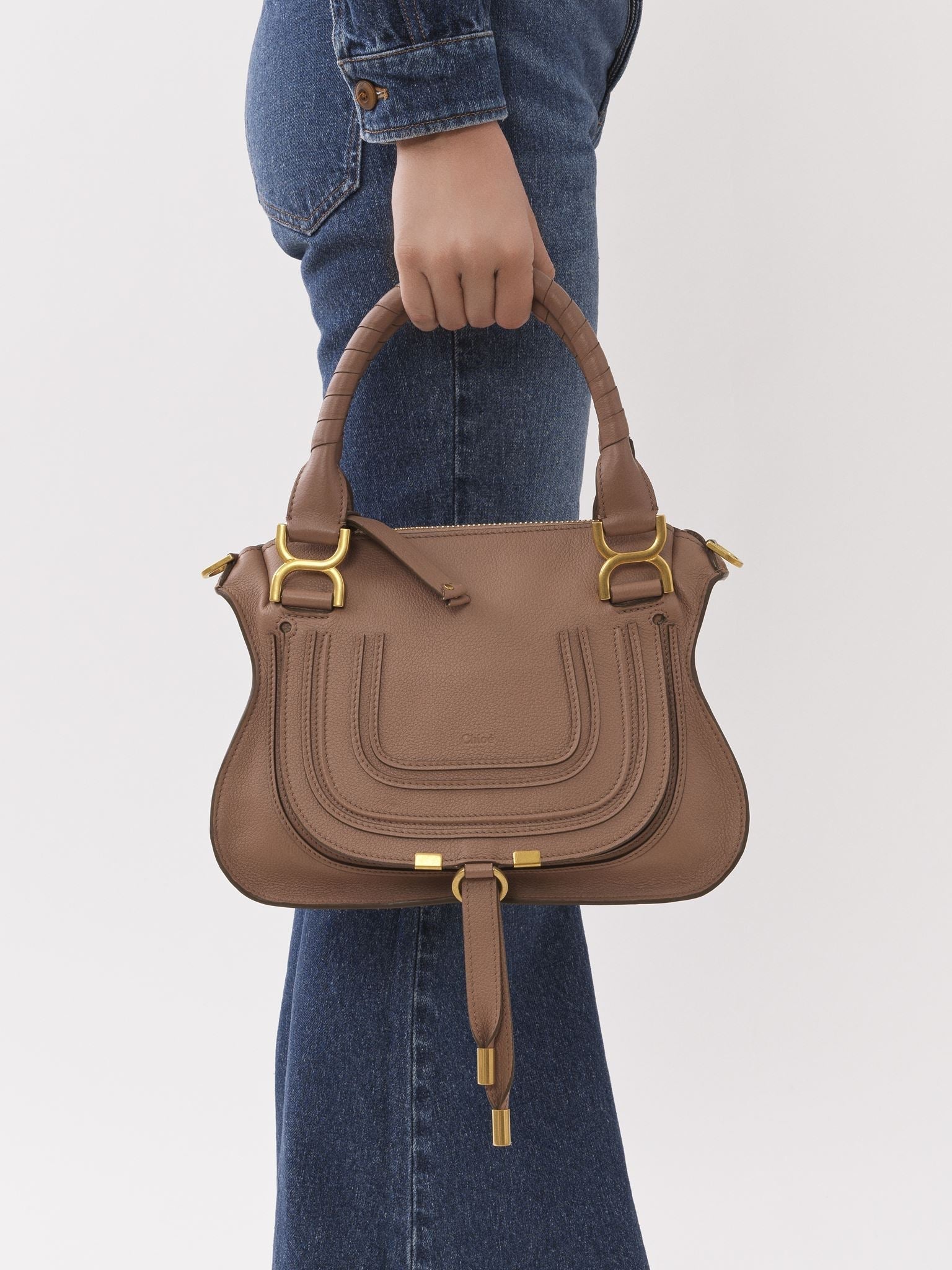 Petit sac double porté Marcie en cuir - Woodrose