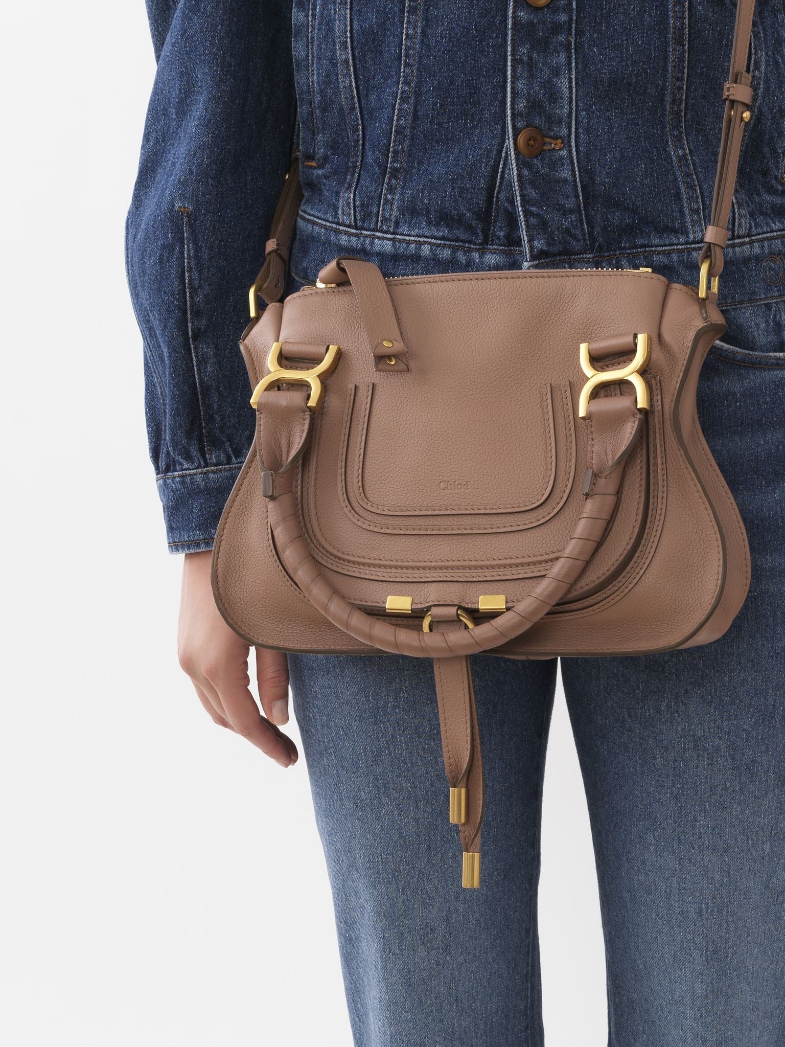 Petit sac double porté Marcie en cuir - Woodrose