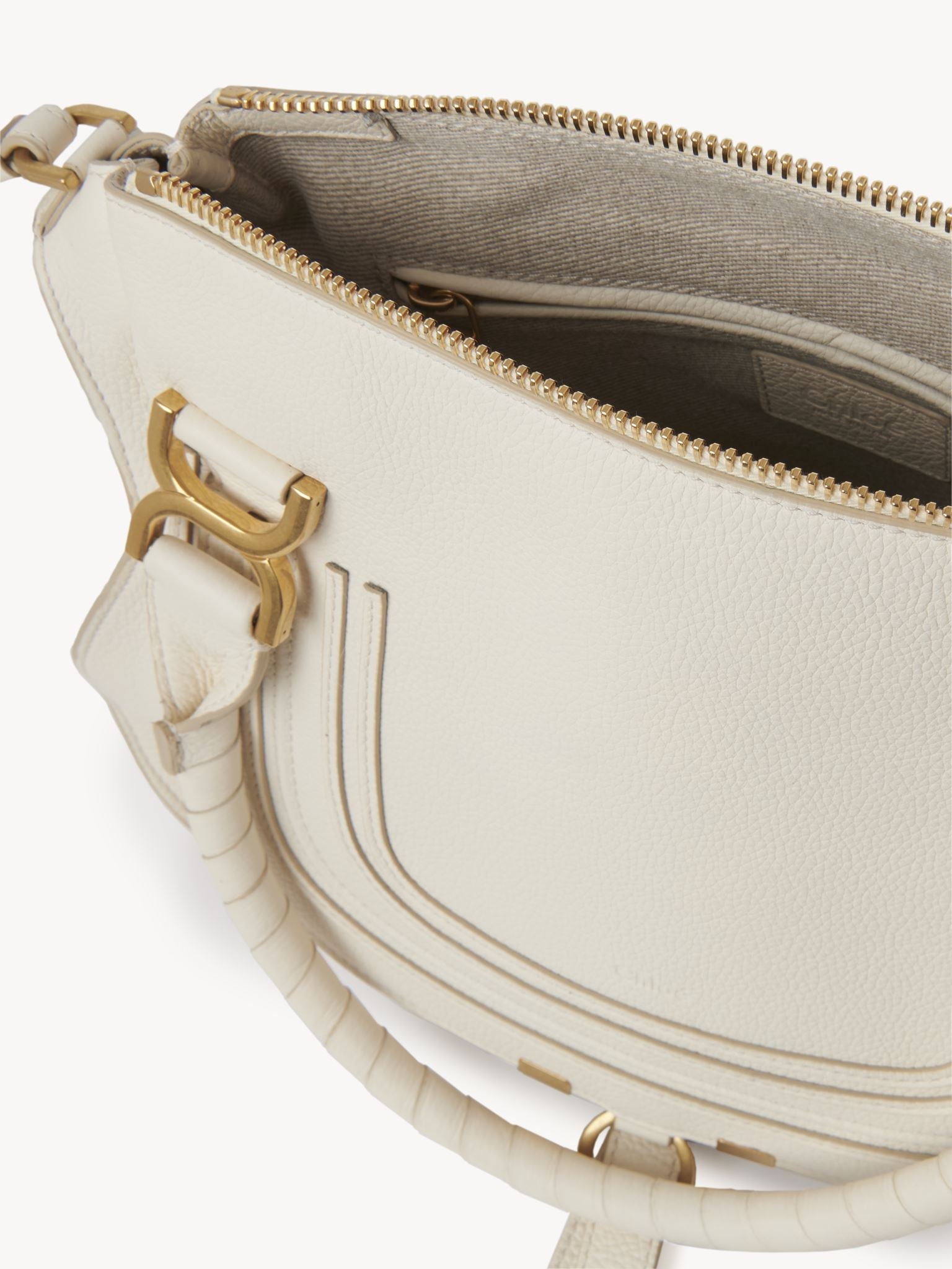 Sac double porté Marcie en cuir - Ivoire Brumeux