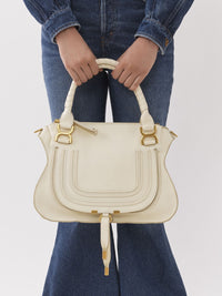 Sac double porté Marcie en cuir - Ivoire Brumeux
