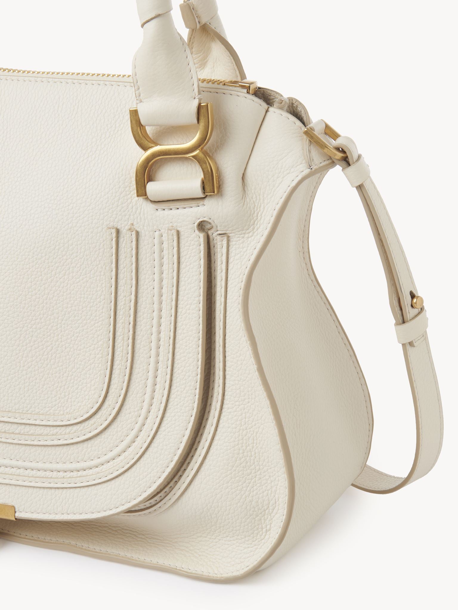 Sac double porté Marcie en cuir - Ivoire Brumeux