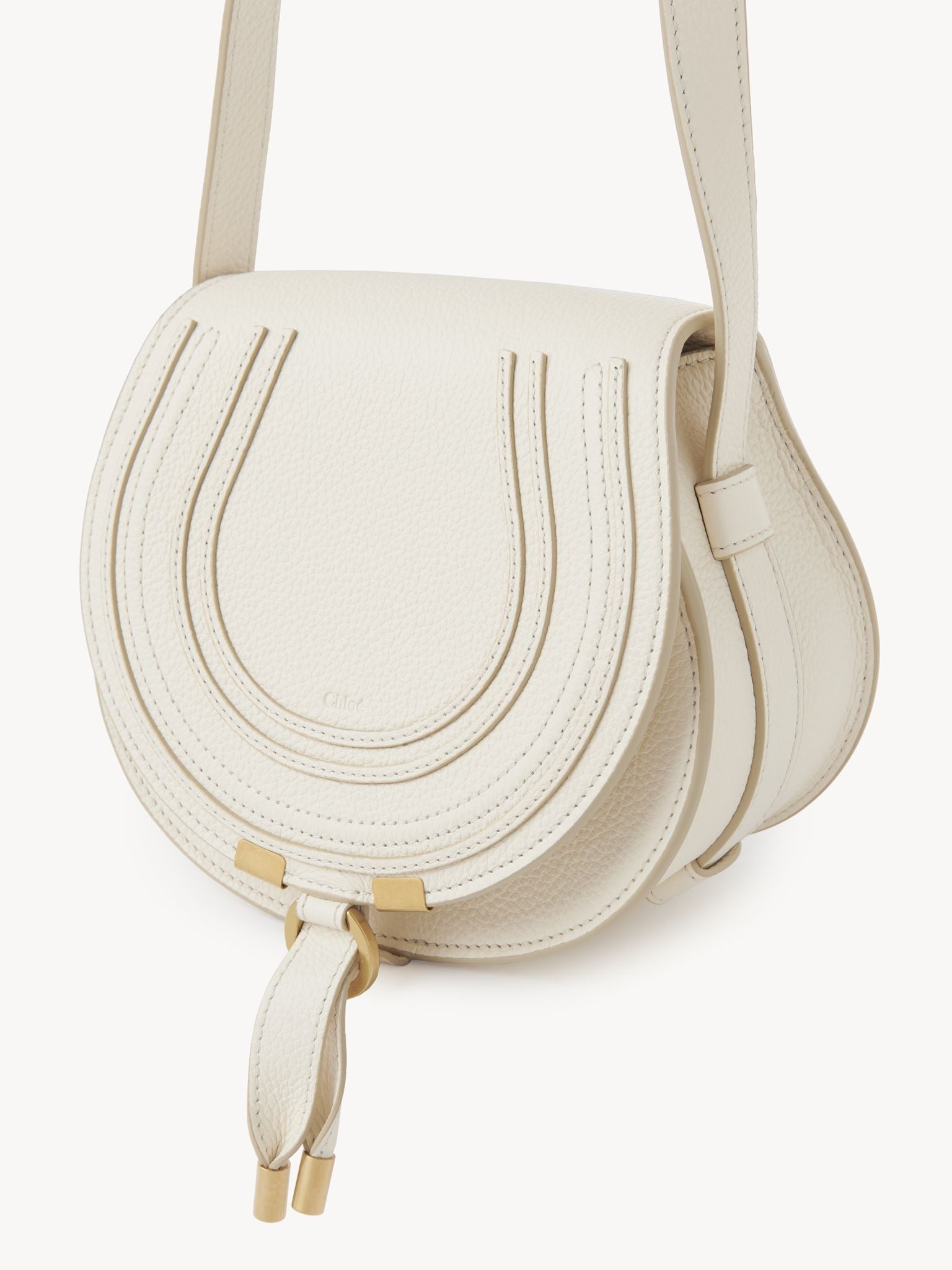Petit sac porté épaule Marcie en cuir - Ivoire Brumeux