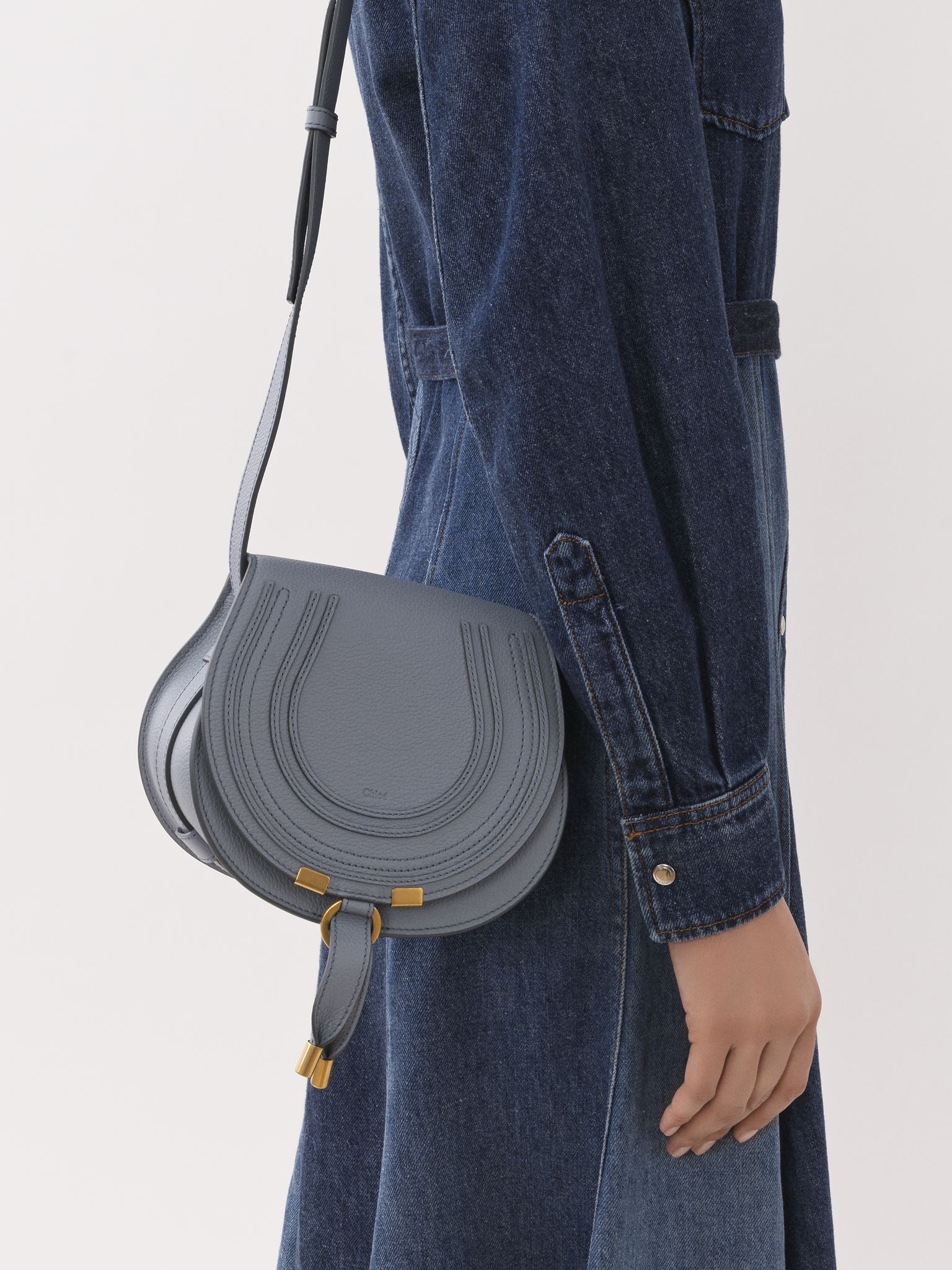 Petit sac porté épaule Marcie en cuir - Storm Blue