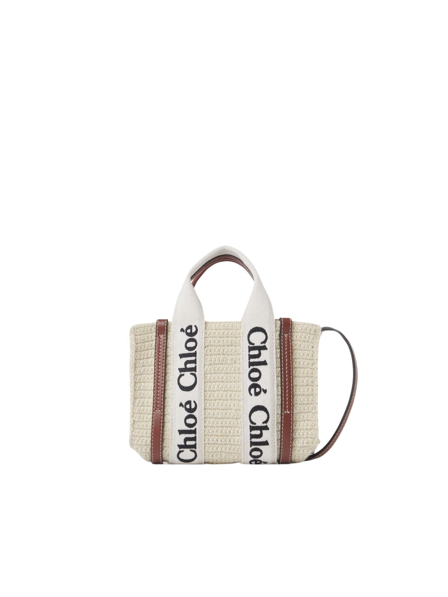 Mini sac cabas Woody à bandoulière - Brown & Beige
