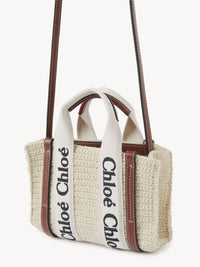 Mini sac cabas Woody à bandoulière - Brown & Beige