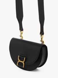 Mini sac demi-lune Marcie en cuir - Noir