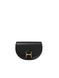 Mini sac demi-lune Marcie en cuir - Noir