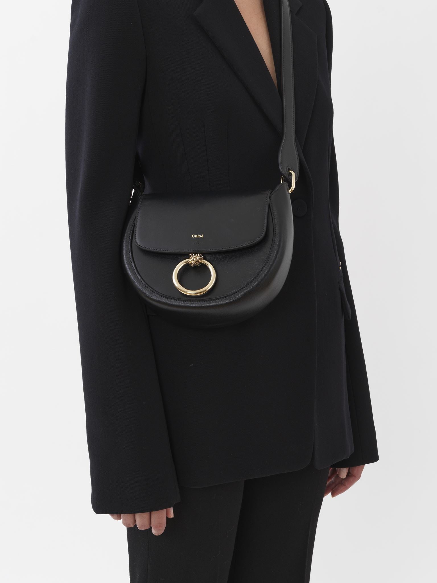 Petit sac porté épaule Arlène en cuir - Black