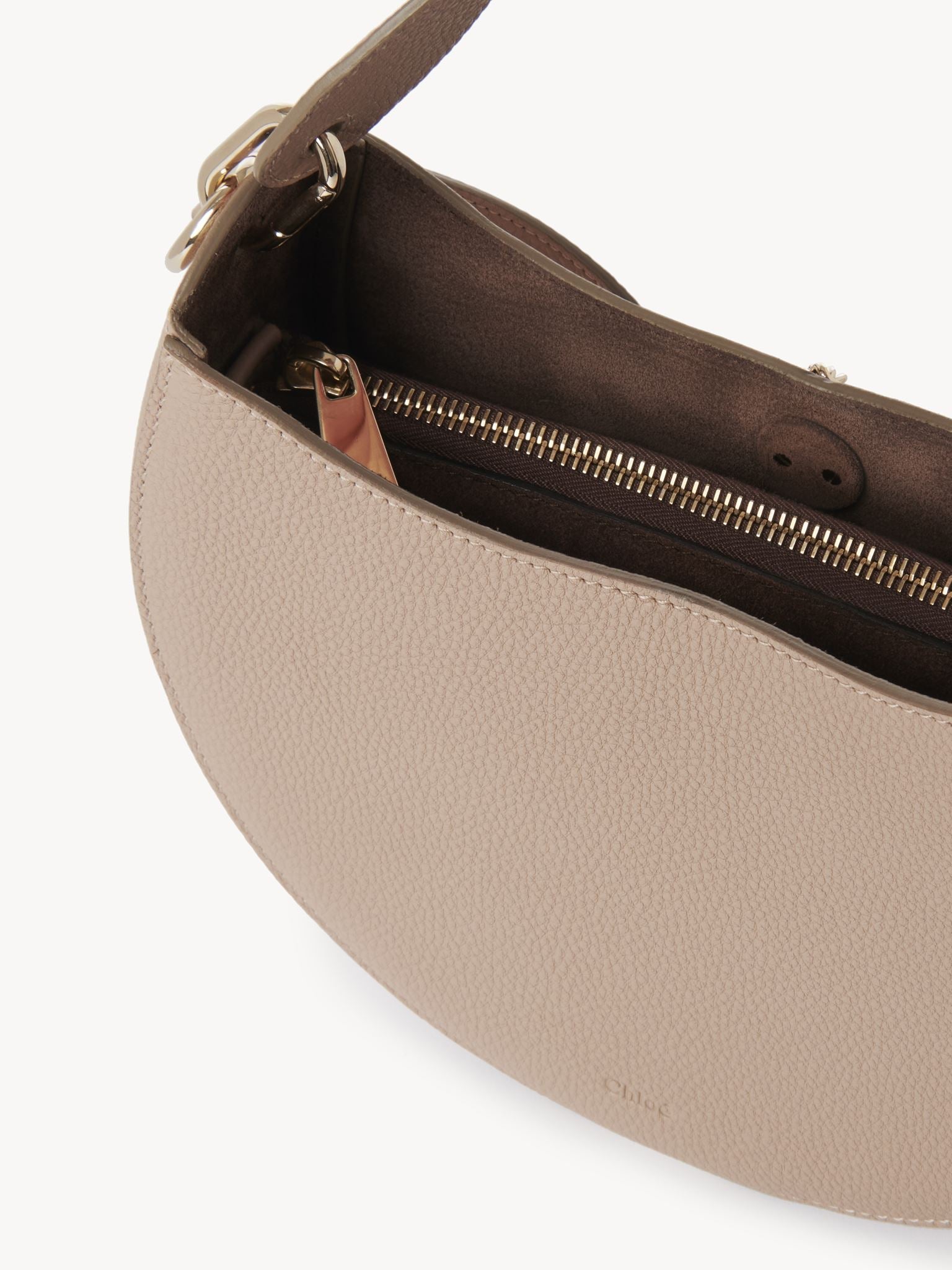 Petit sac hobo Arlène en cuir - Nomad Beige