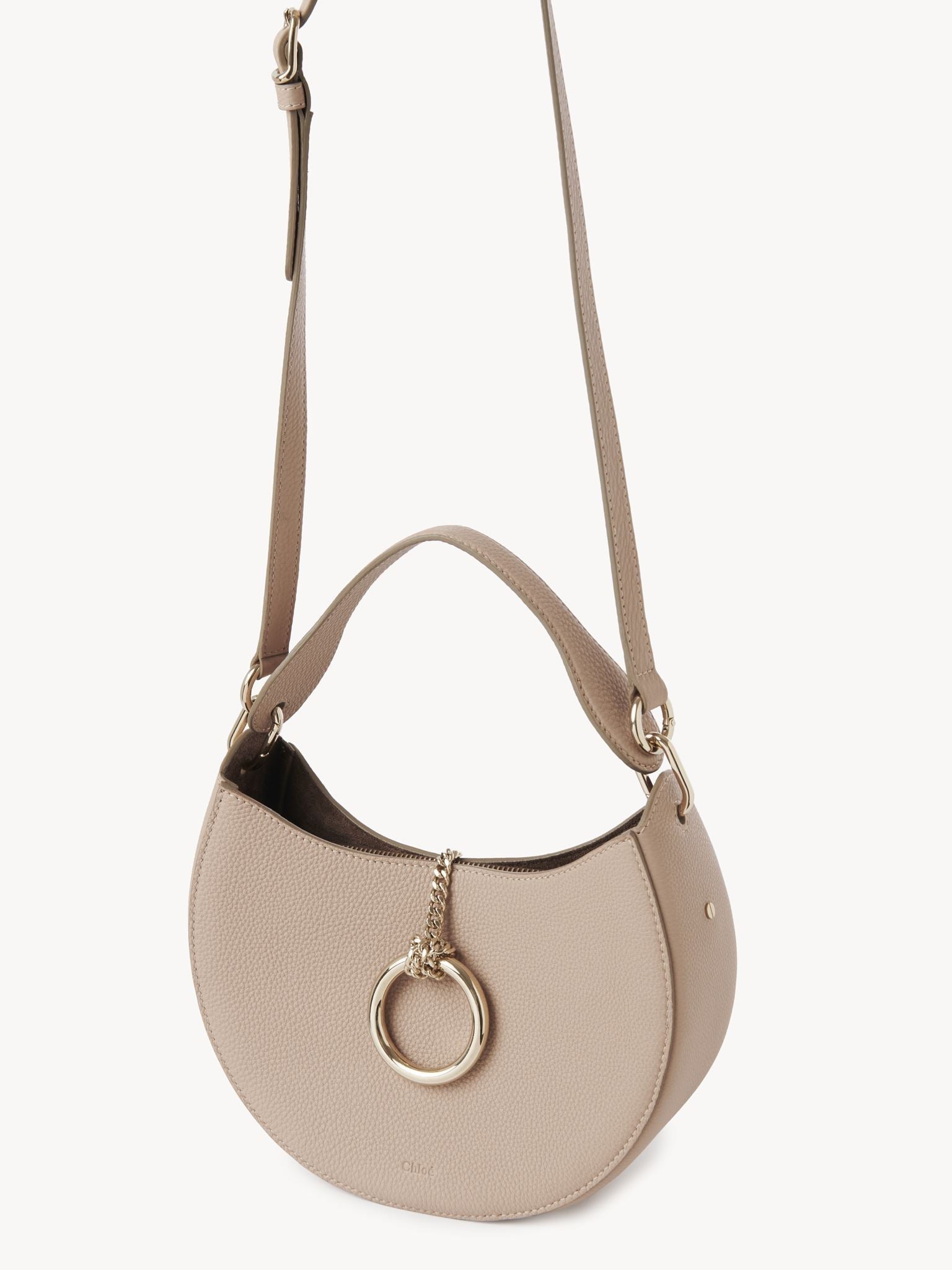 Petit sac hobo Arlène en cuir - Nomad Beige