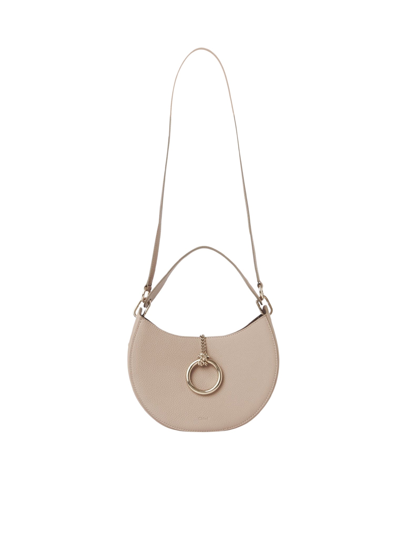 Petit sac hobo Arlène en cuir - Nomad Beige