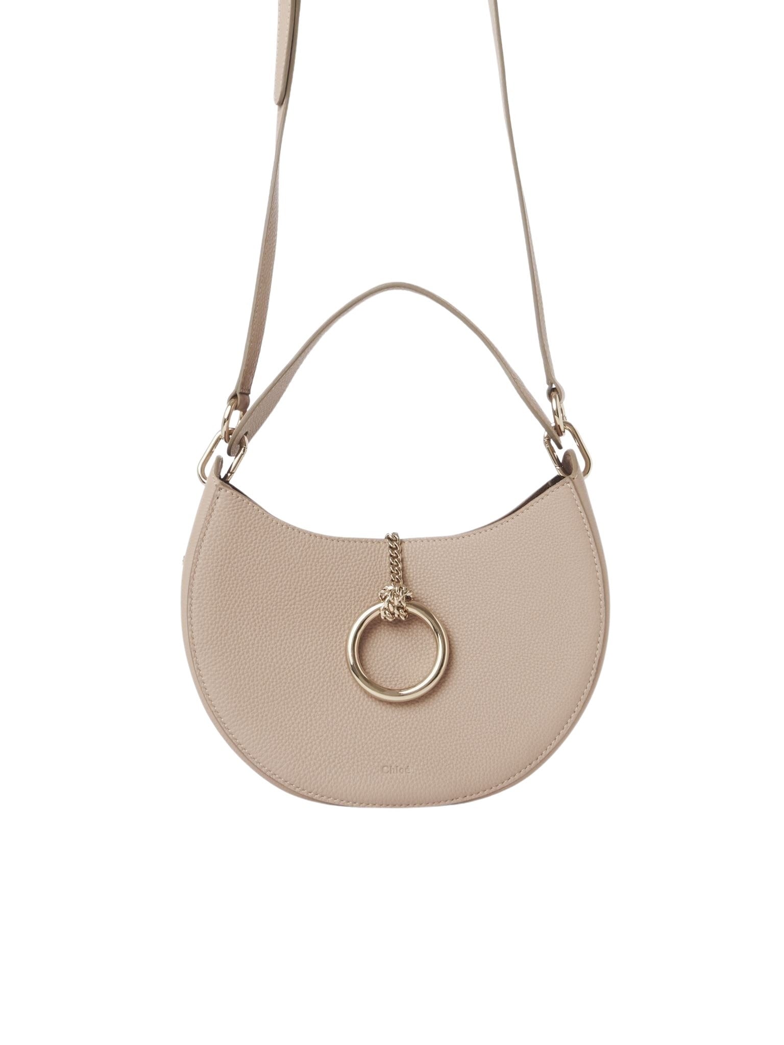 Petit sac hobo Arlène en cuir - Nomad Beige
