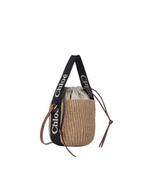 Petit sac panier à logo brodé Woody - Noir Beige