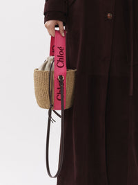 Petit sac panier à logo brodé Woody - Rose Rouge