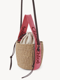 Petit sac panier à logo brodé Woody - Rose Rouge