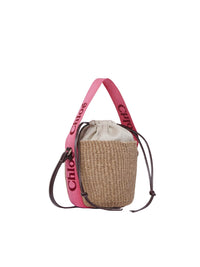 Petit sac panier à logo brodé Woody - Rose Rouge