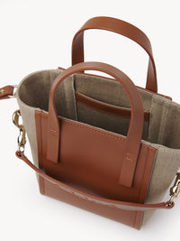 Petit sac cabas Chloé Sense en lin - Caramel