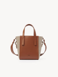 Petit sac cabas Chloé Sense en lin - Caramel