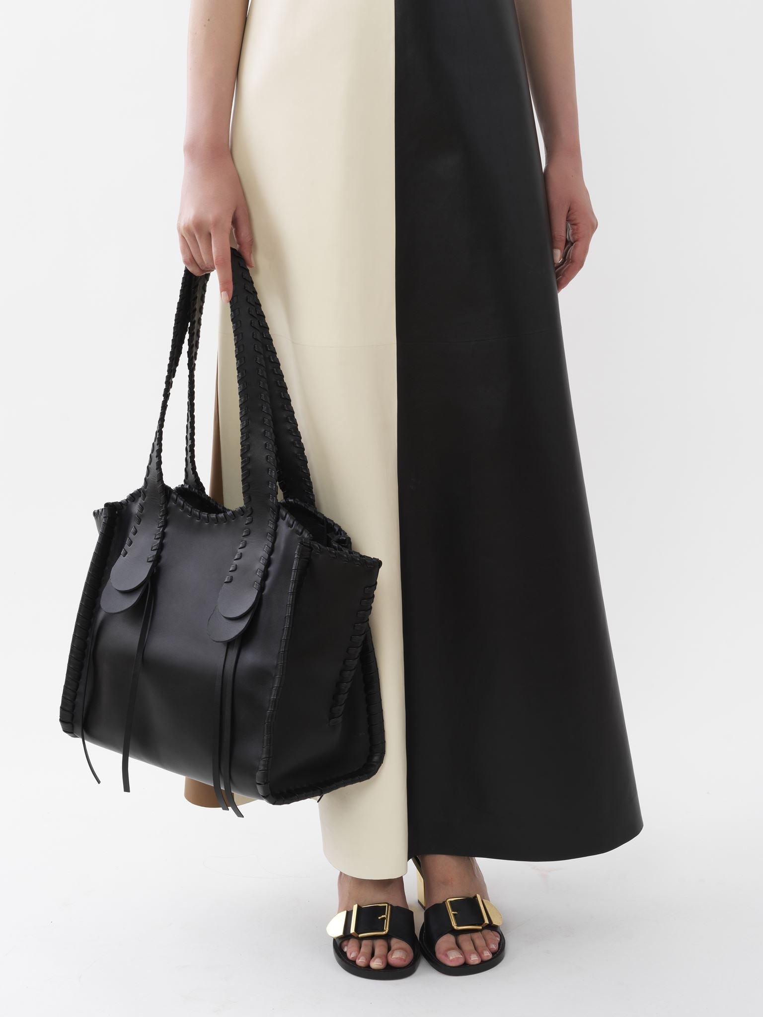 Sac cabas Mony en cuir - Black
