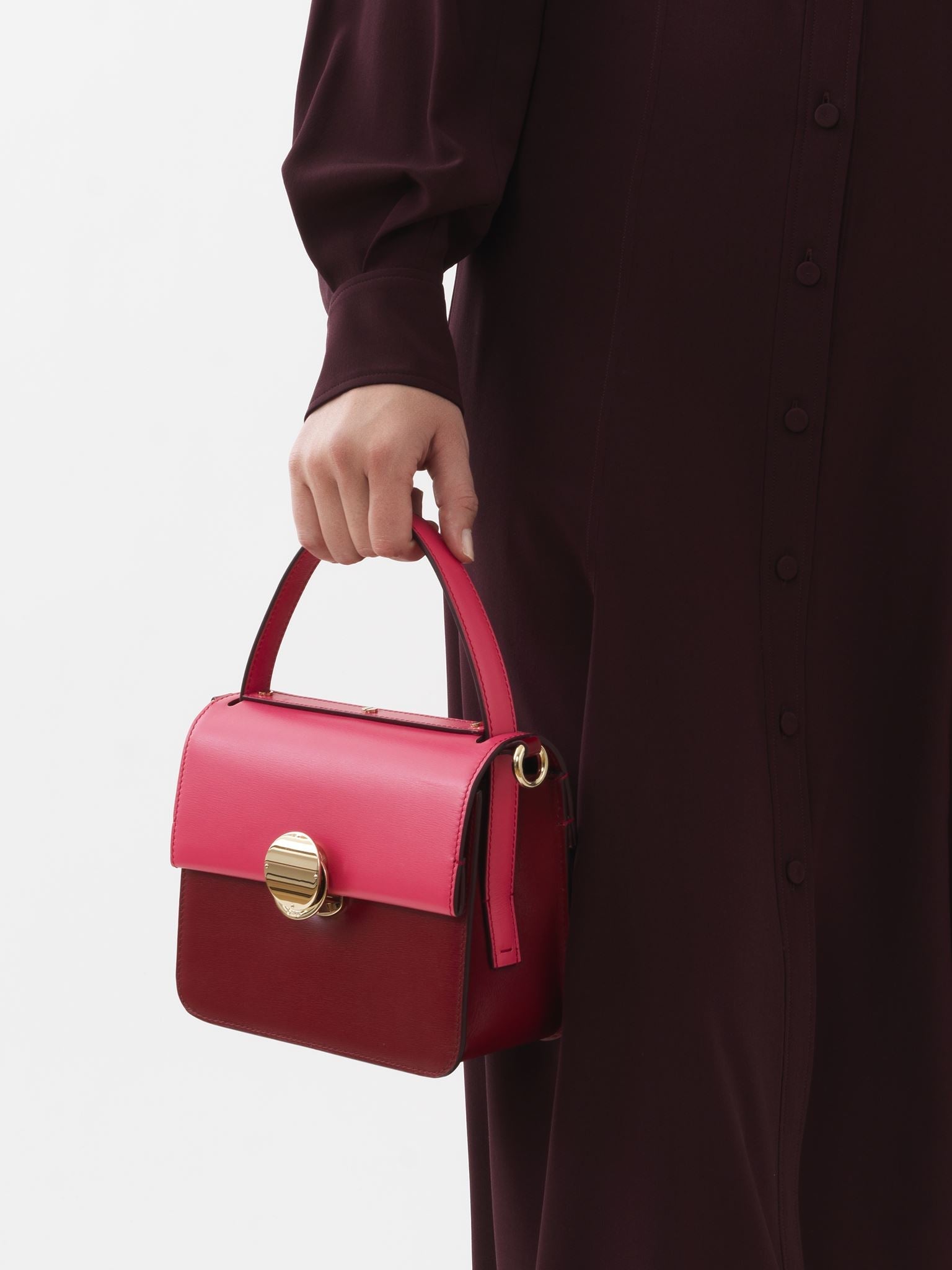 Petit sac à main Penelope en cuir - Rose Rouge