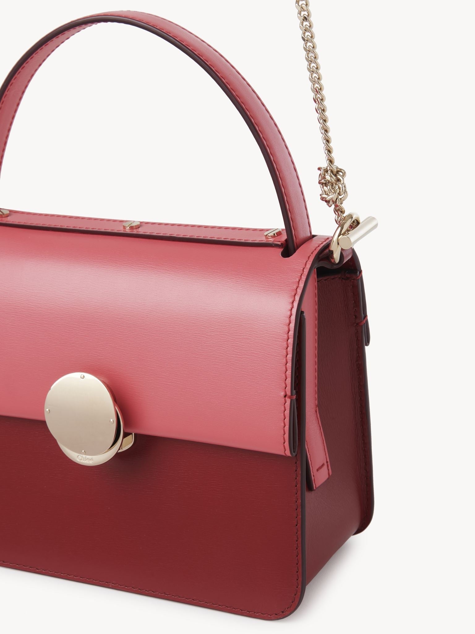 Petit sac à main Penelope en cuir - Rose Rouge