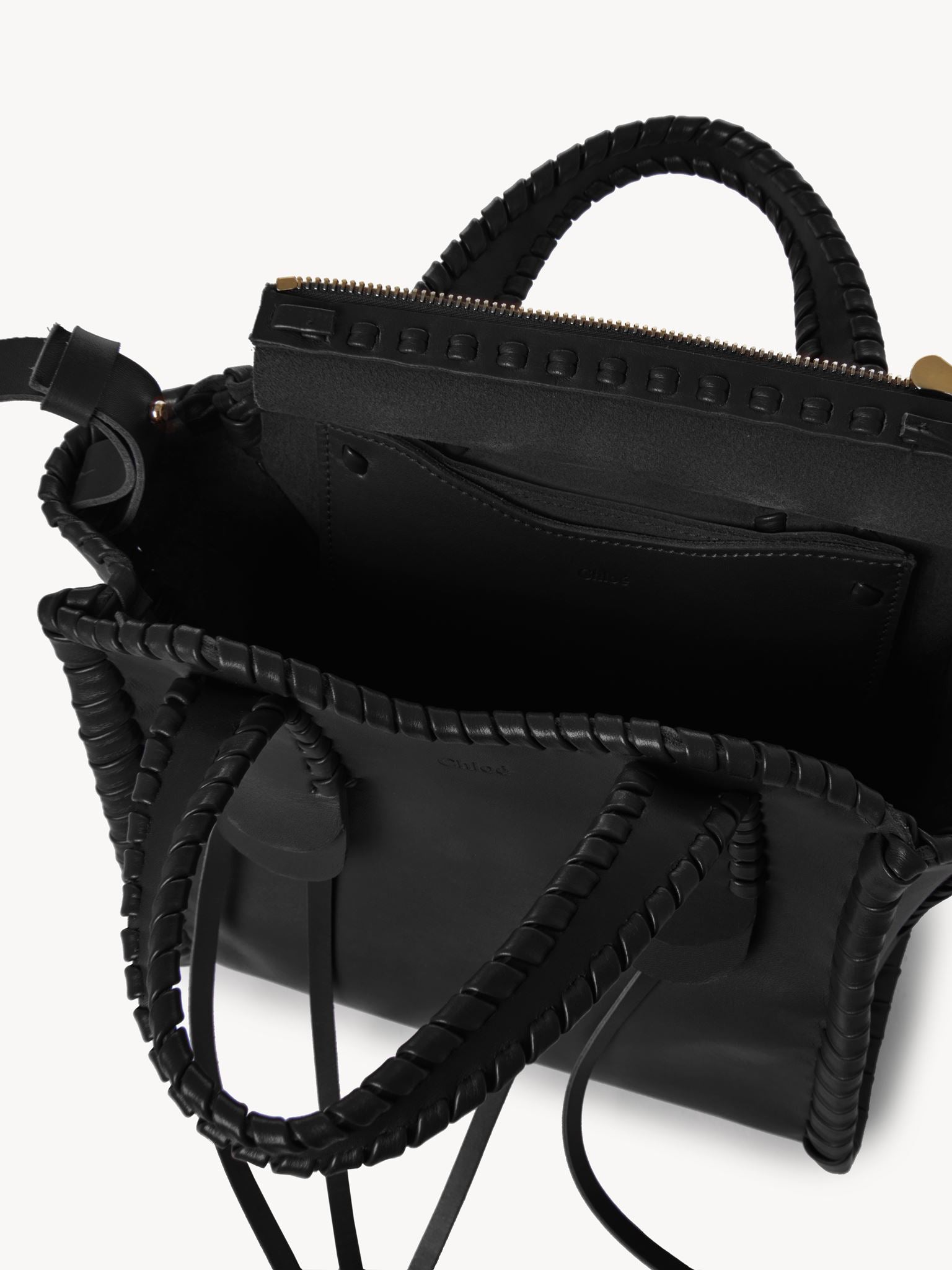 Petit sac cabas Mony en cuir - Noir