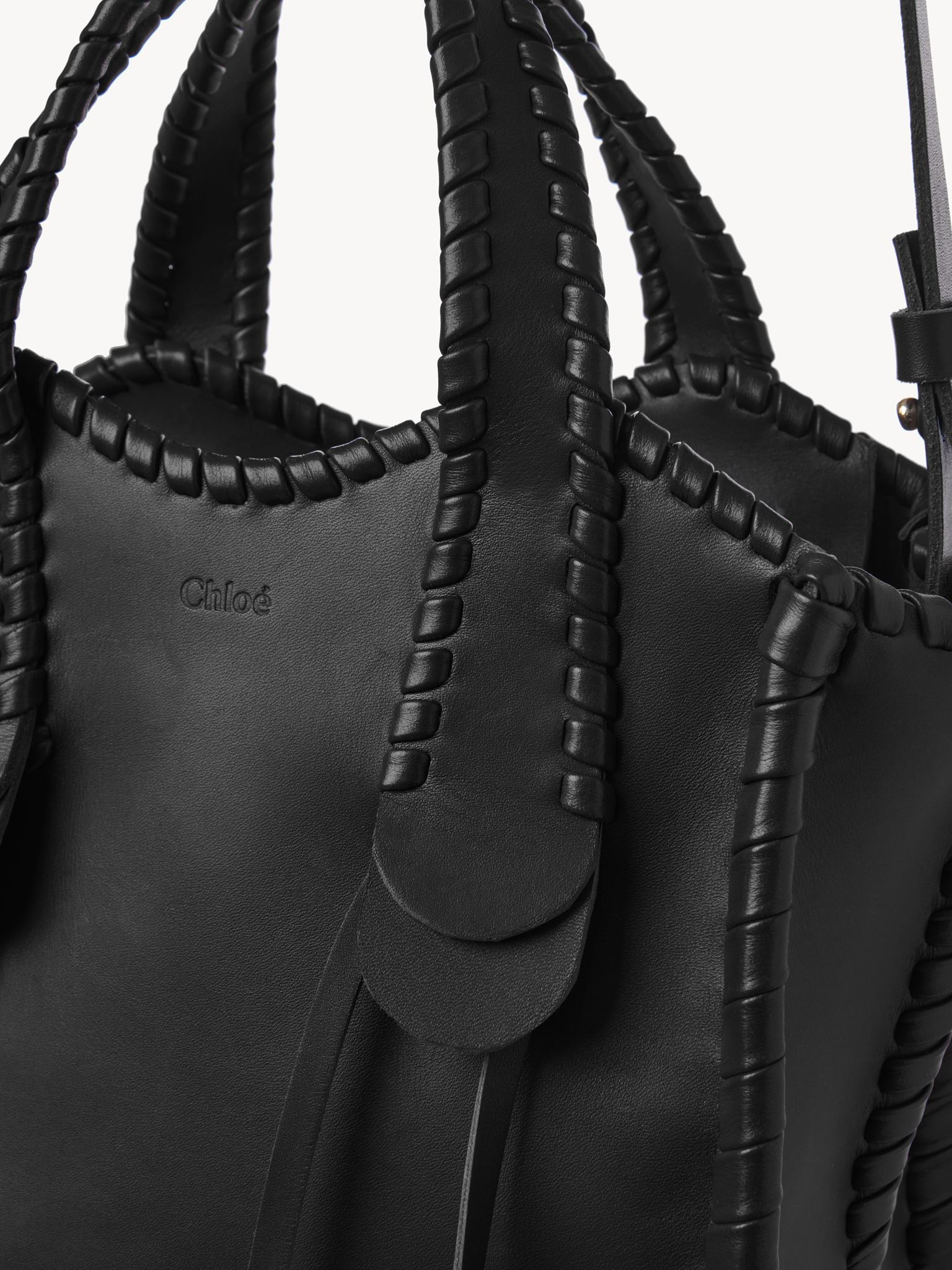 Petit sac cabas Mony en cuir - Noir