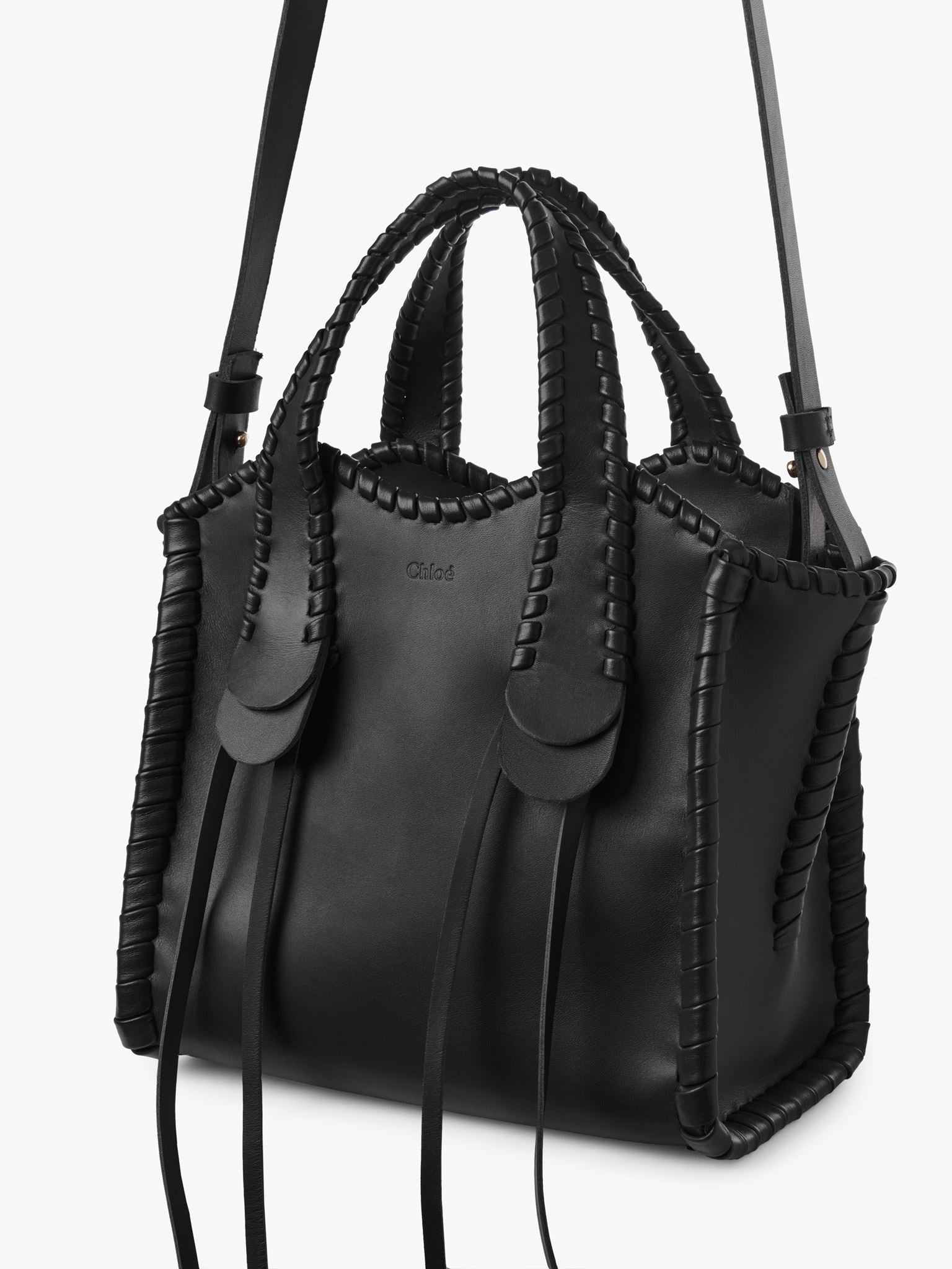 Petit sac cabas Mony en cuir - Noir