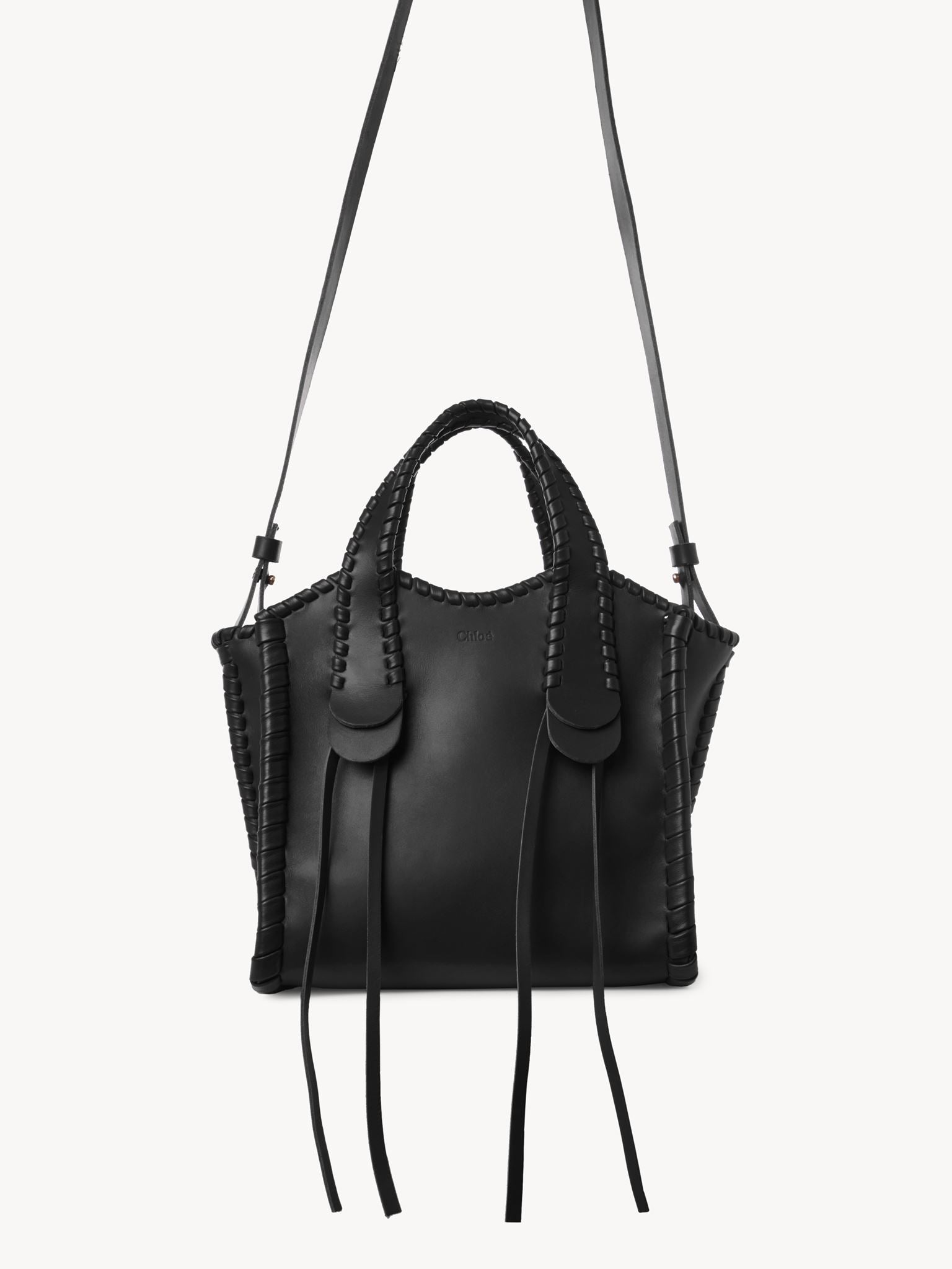Petit sac cabas Mony en cuir - Noir