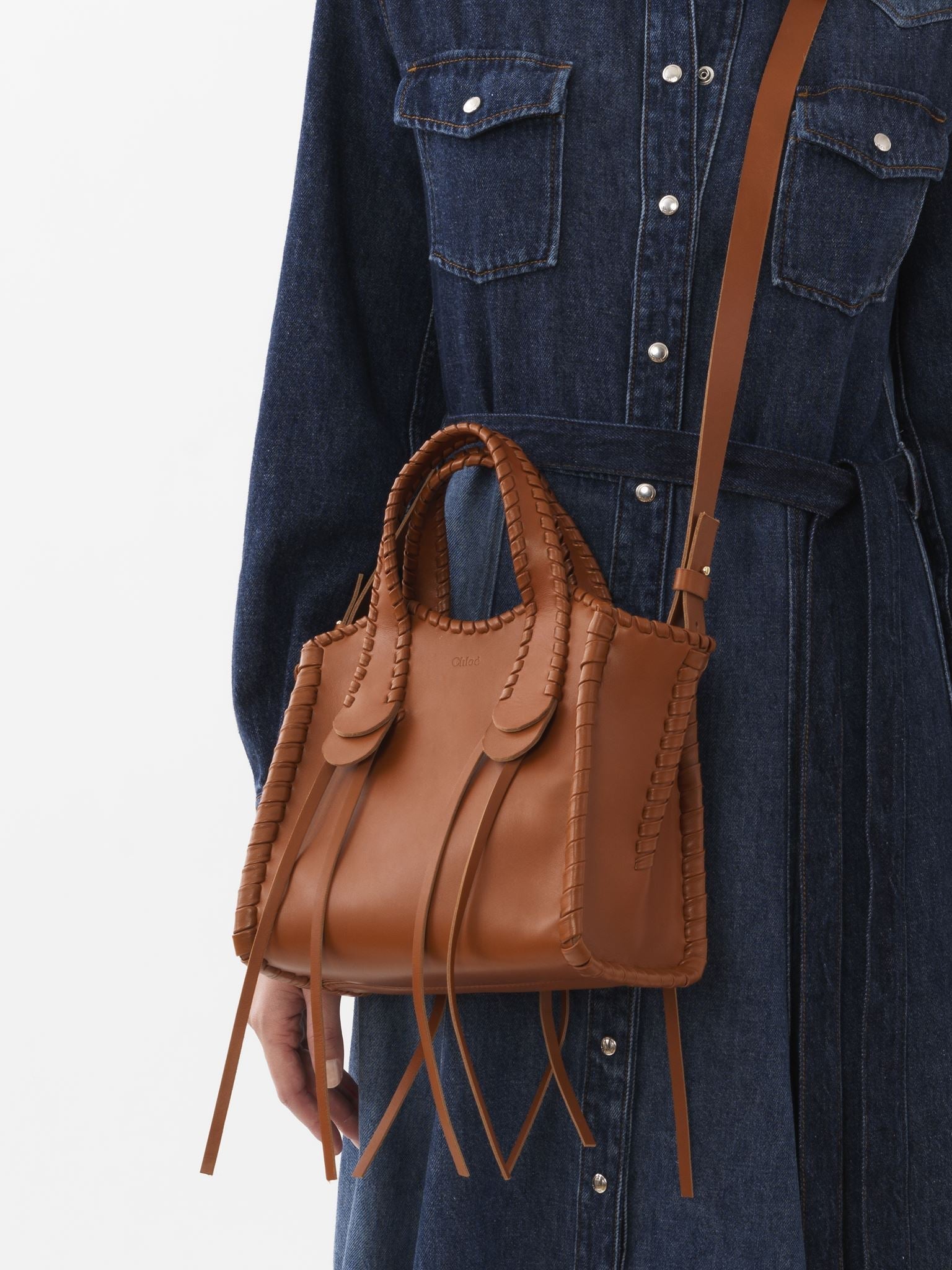 Petit sac cabas Mony en cuir - Caramel