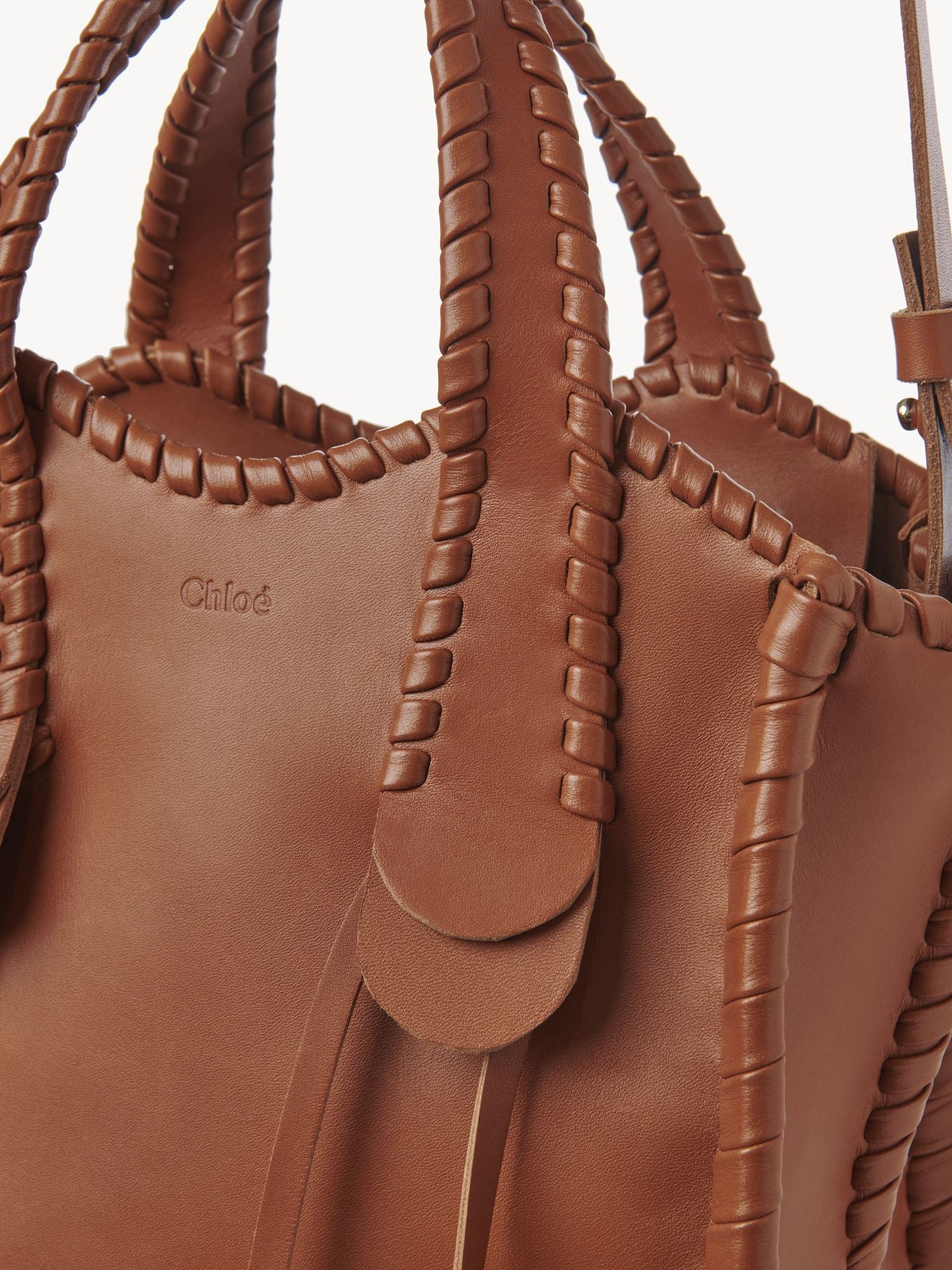 Petit sac cabas Mony en cuir - Caramel