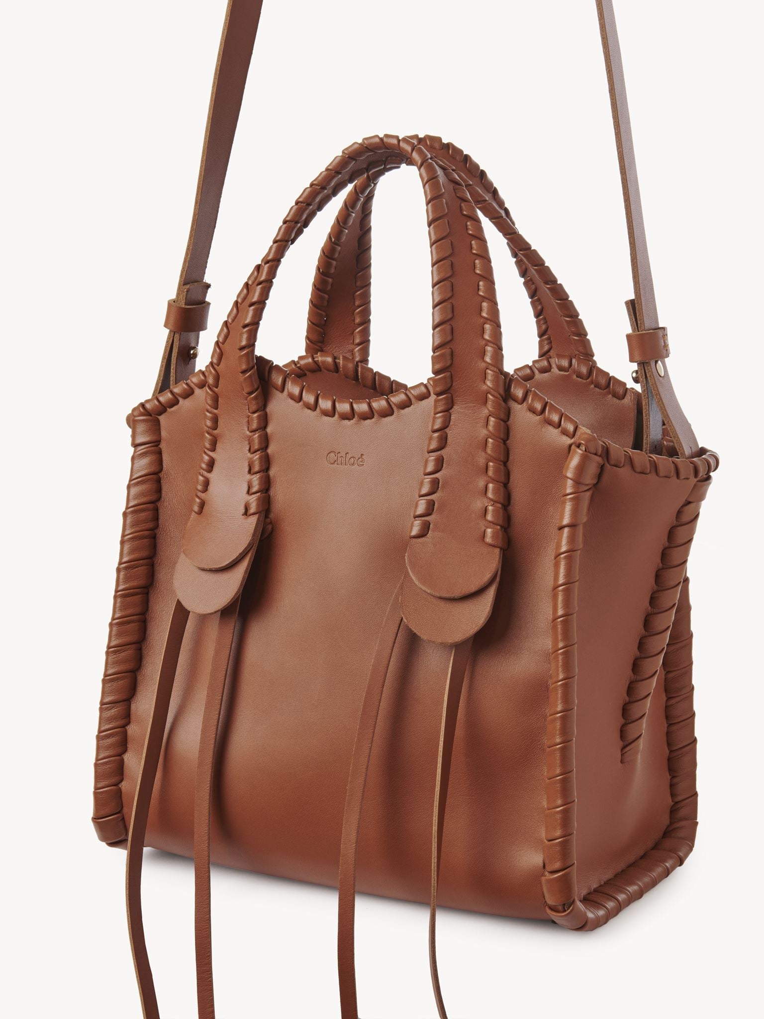 Petit sac cabas Mony en cuir - Caramel