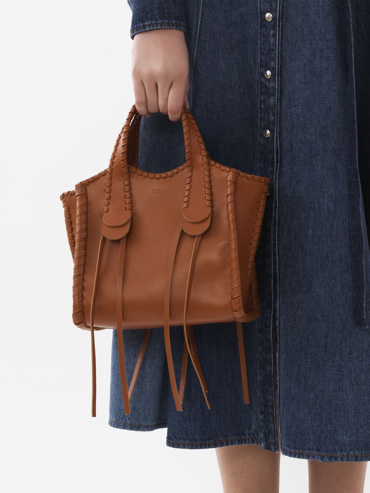 Petit sac cabas Mony en cuir - Caramel