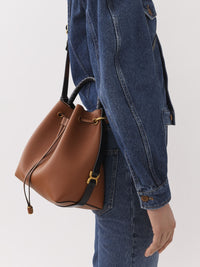 Sac seau Marcie en cuir - Bronzer