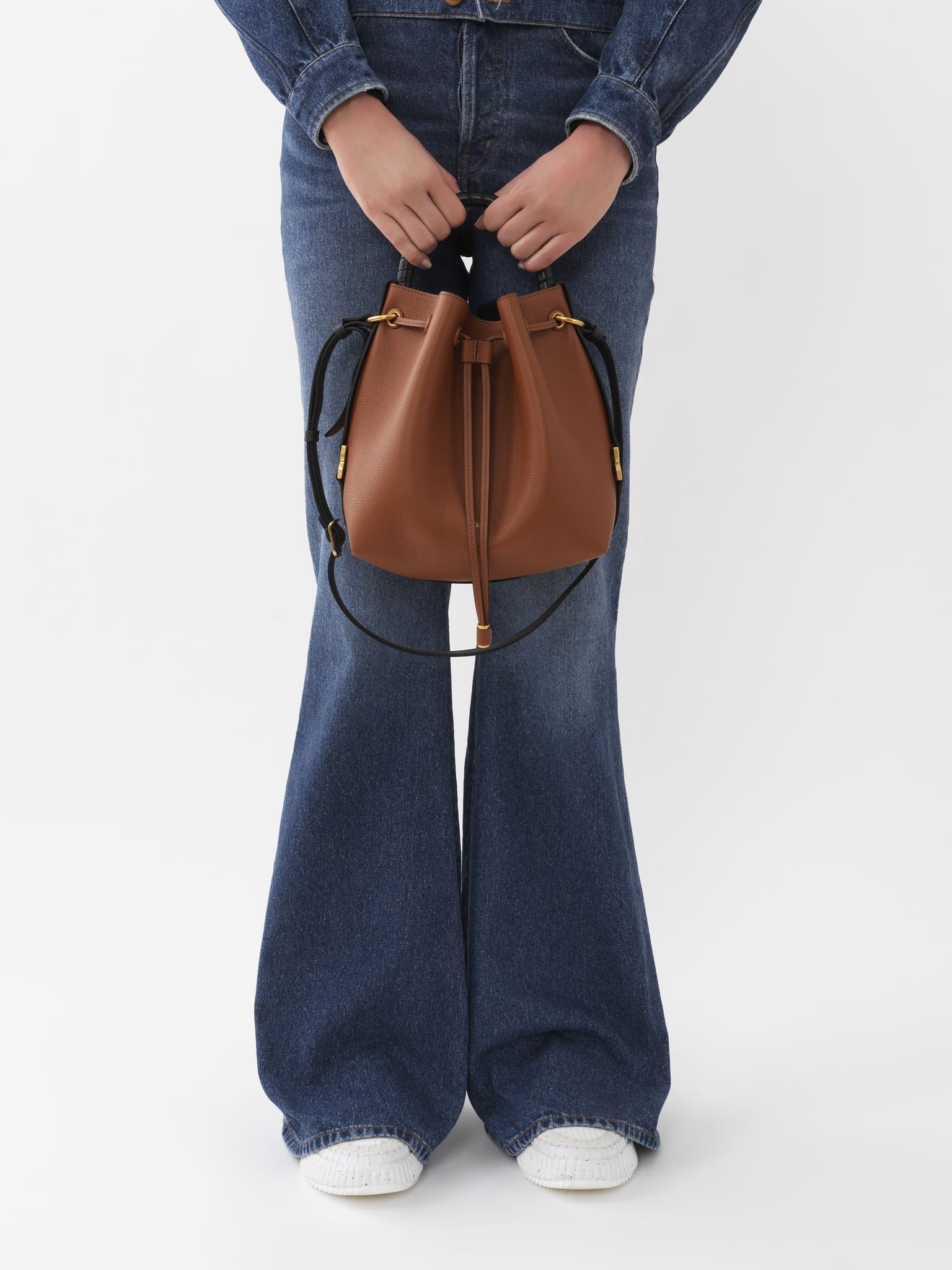 Sac seau Marcie en cuir - Bronzer