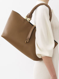 Petit sac cabas Marcie en cuir - Beige Désert